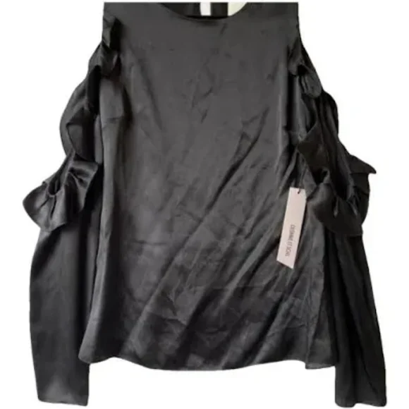 Sz 8 NWT $595 Cushnie open shoulder ruffled top